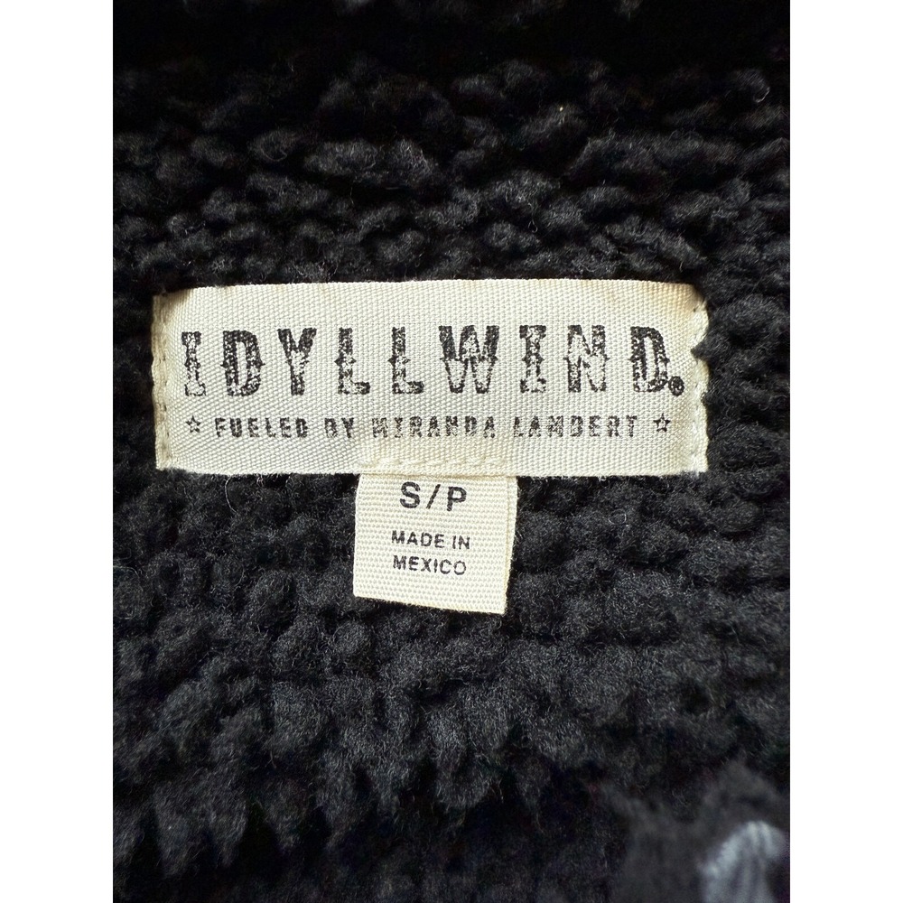 IDYLLWIND - Women's Black Sherpa Lined Denim Cowboy Trucker Jacket - Small - Picture 5 of 7